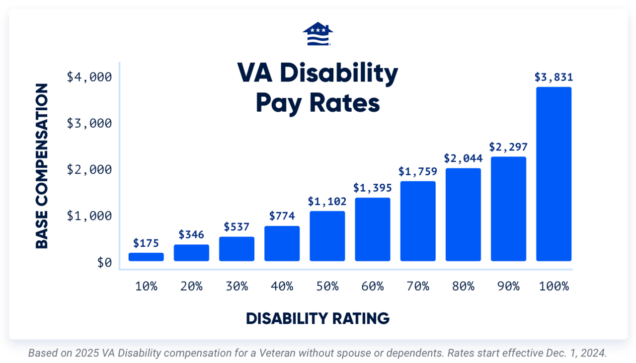 2025 disability pay rates for Veterans